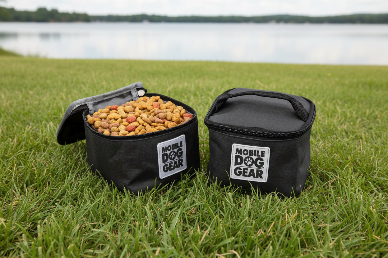 Mobile Dog Gear Pet Food Storage Containers (2 Pack 5 Cups Each) - Insulated Dog Food Travel Bag & Treat Carrier - Keeps Food Fresh Portable Durable Easy to Clean - Great for Camping & Day Trips