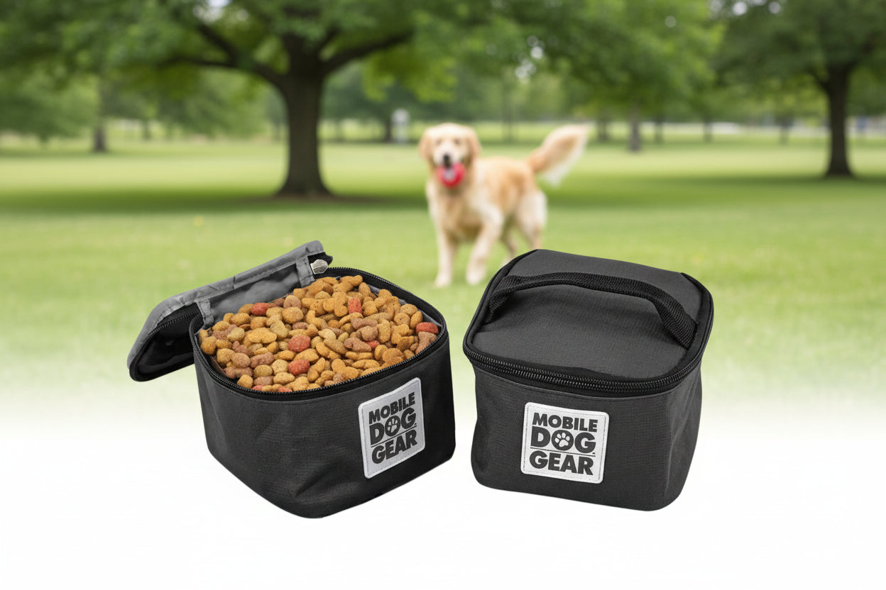 Mobile Dog Gear Pet Food Storage Containers (2 Pack 5 Cups Each) - Insulated Dog Food Travel Bag & Treat Carrier - Keeps Food Fresh Portable Durable Easy to Clean - Great for Camping & Day Trips